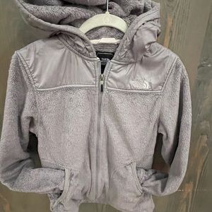 Gray north face full-zip sweatshirt.